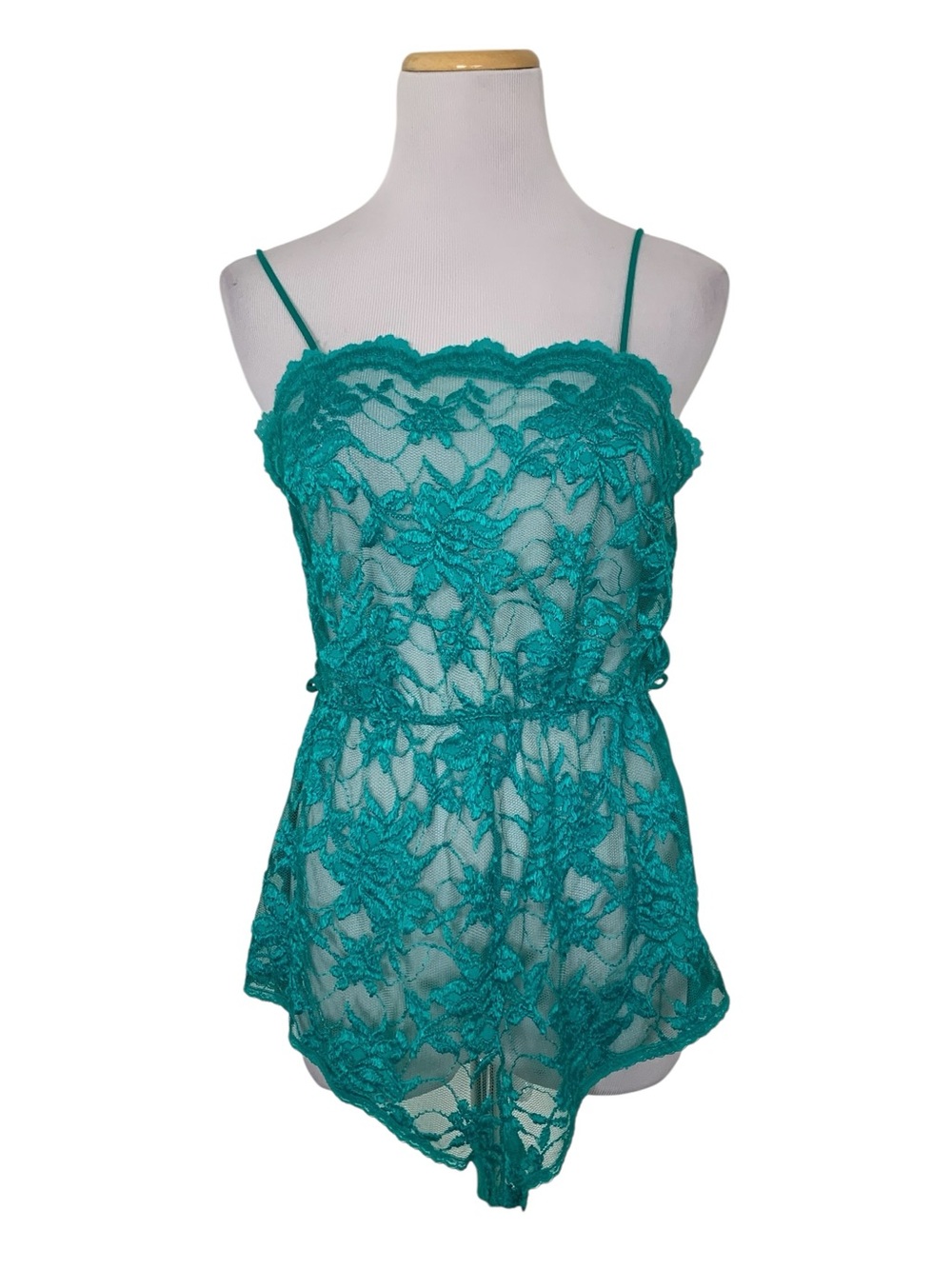 Vintage Lace Nylon Teal Green Romper No size tags